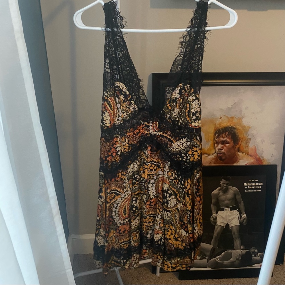 Urban Outfitters Orange Paisley Print Lace Dress